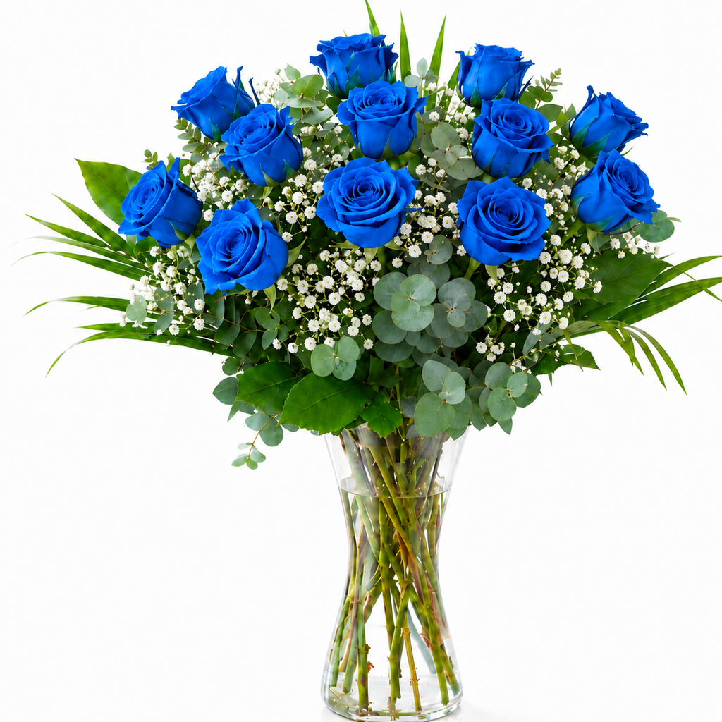 Long-stem blue roses