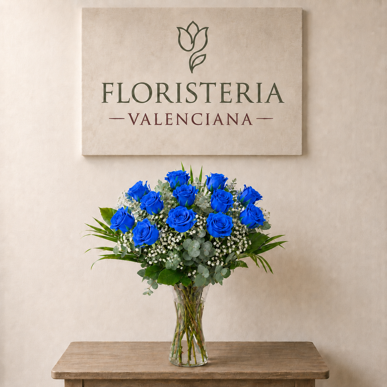 Rosas azules de tallo largo