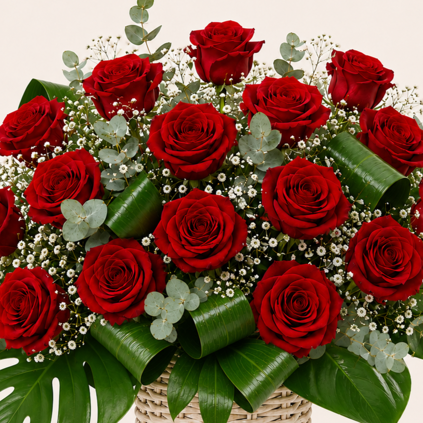 Basket of red roses