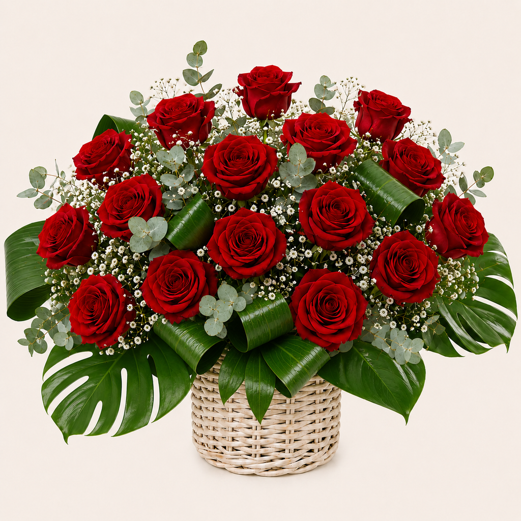Basket of red roses