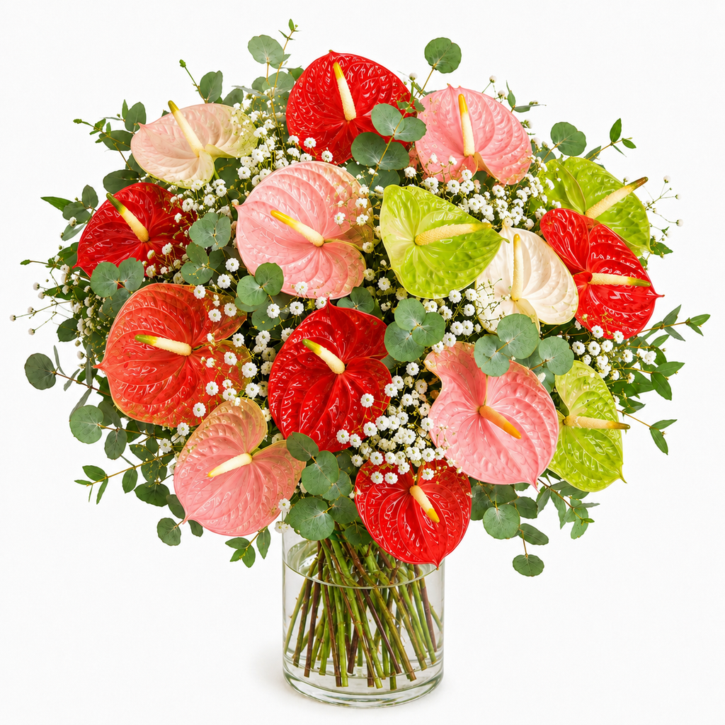 Red anthurium bouquet