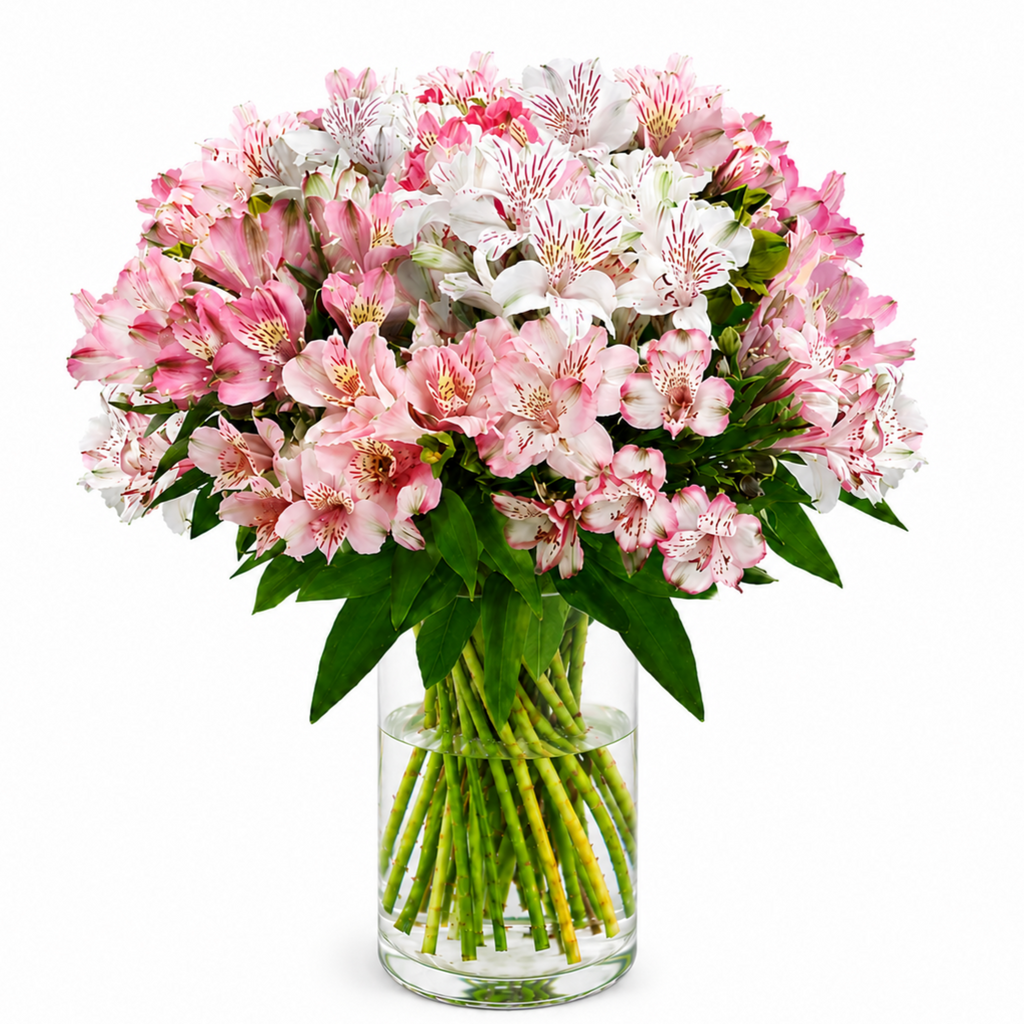 Bouquet of pink and fuchsia alstroemerias