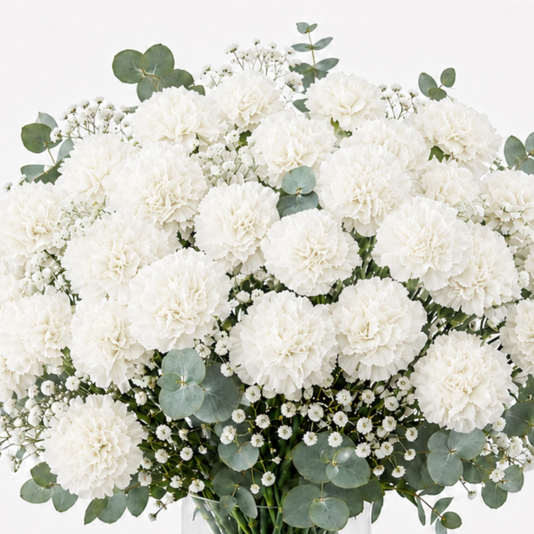 Ramo de claveles blancos