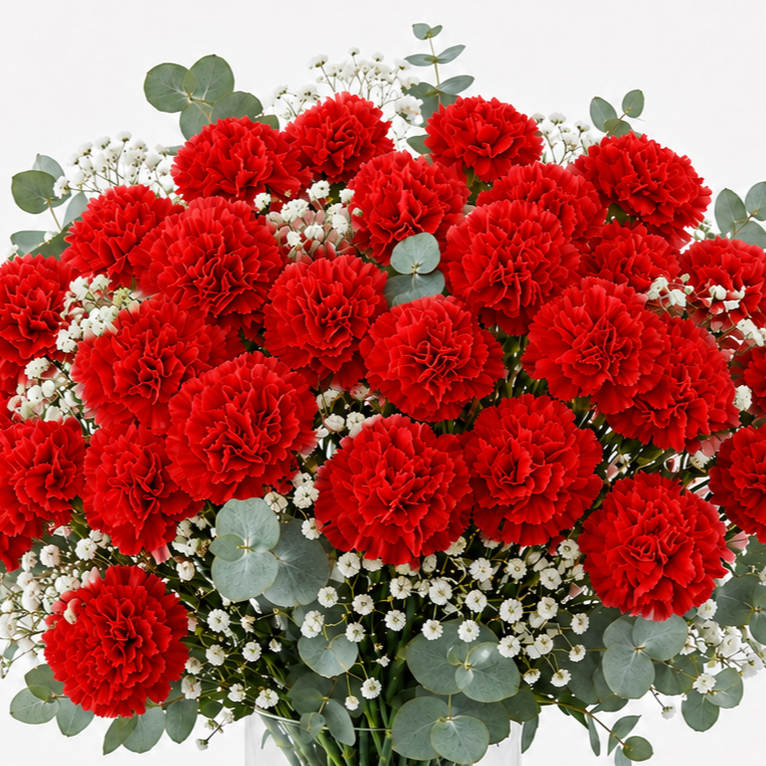 Ramo de claveles rojos