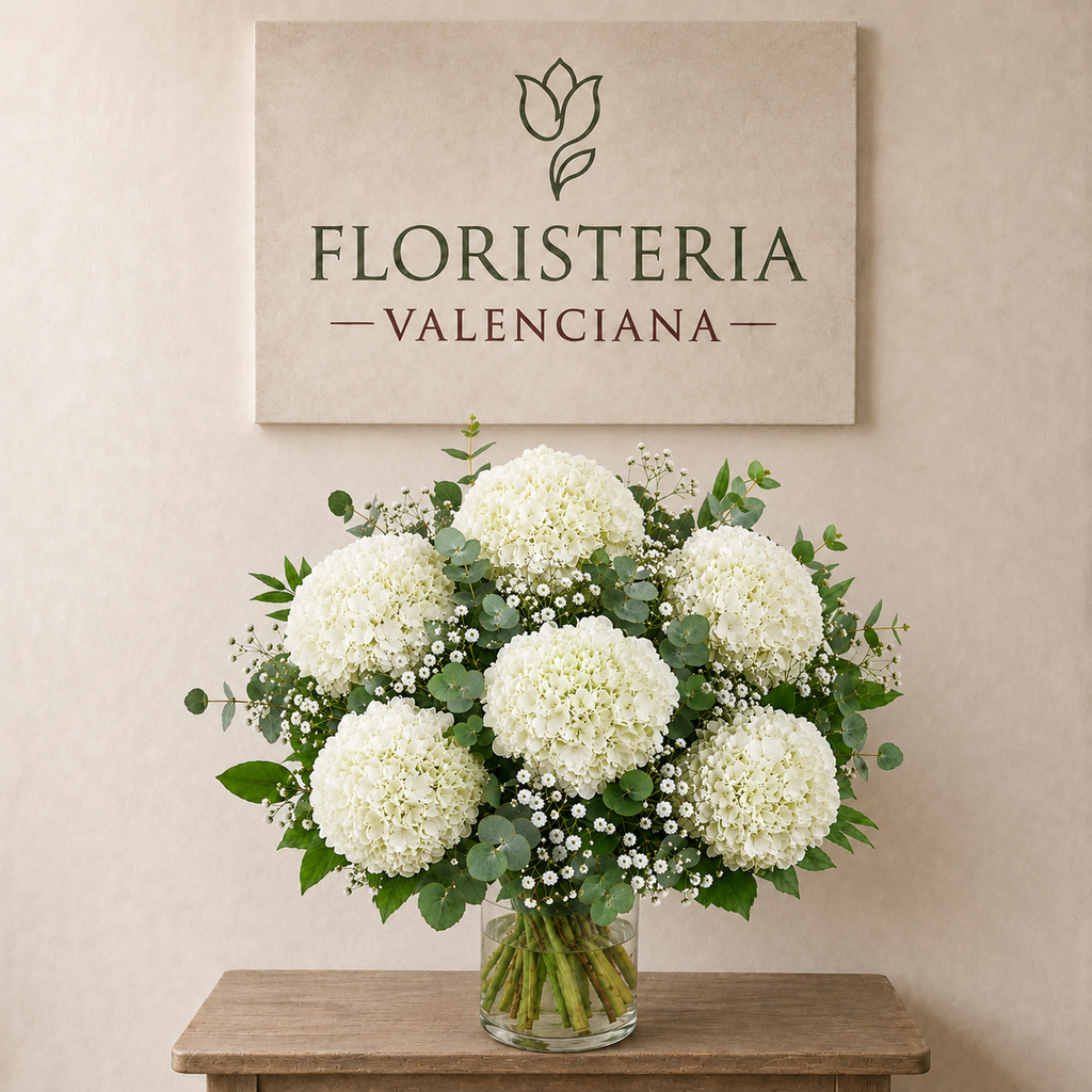 Ramo de hortensias blancas