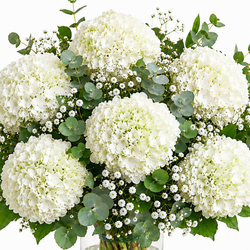Ramo de hortensias blancas