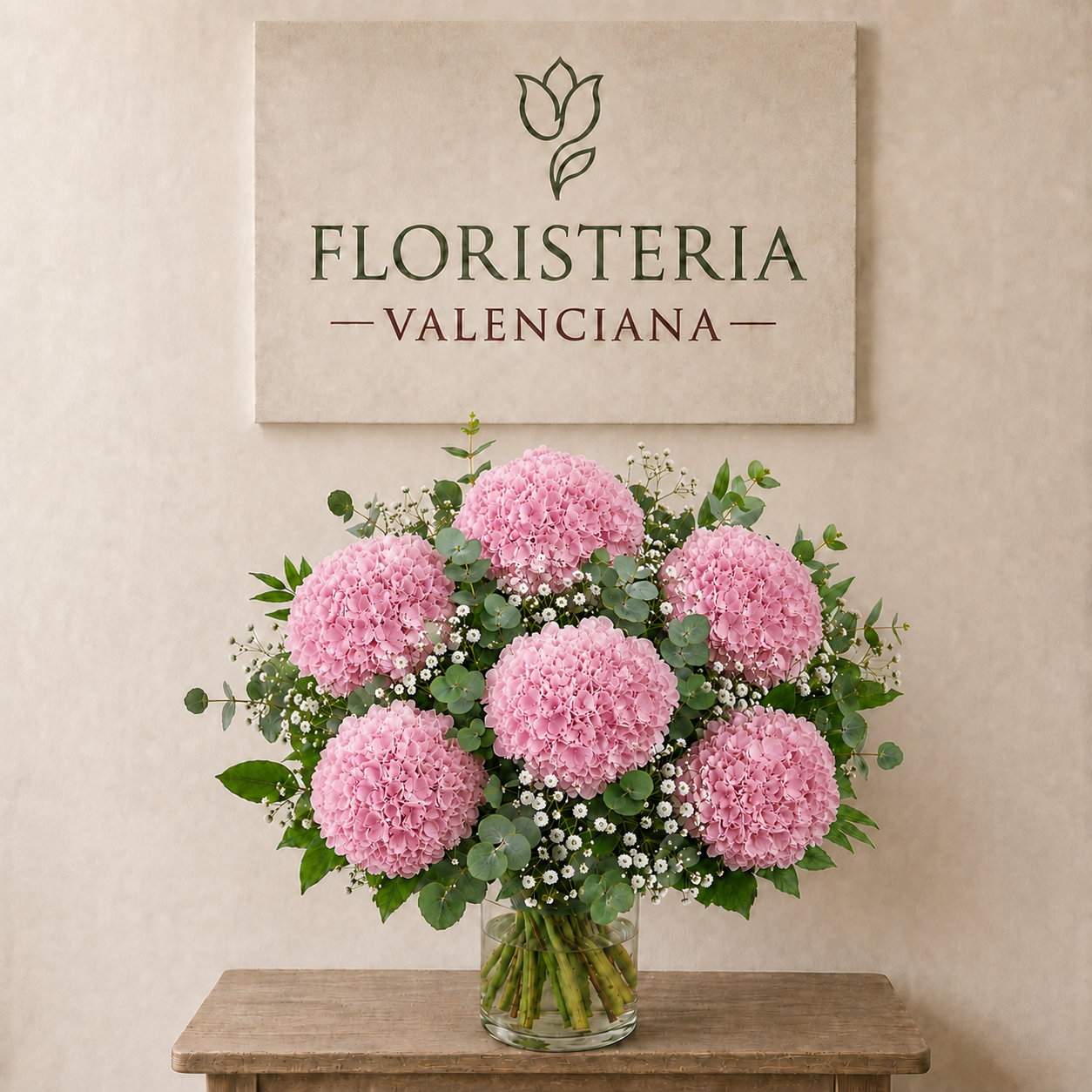 Ramo de hortensias rosadas