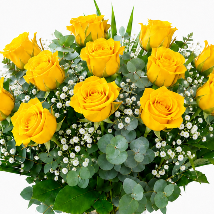 Rosas amarillas de tallo largo