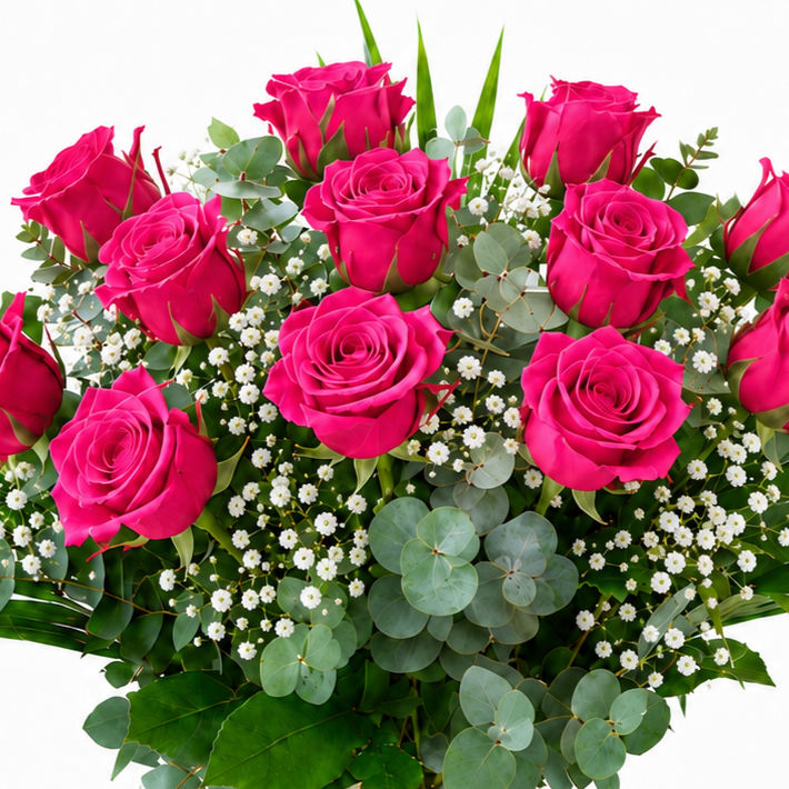 Long-stem fuchsia roses