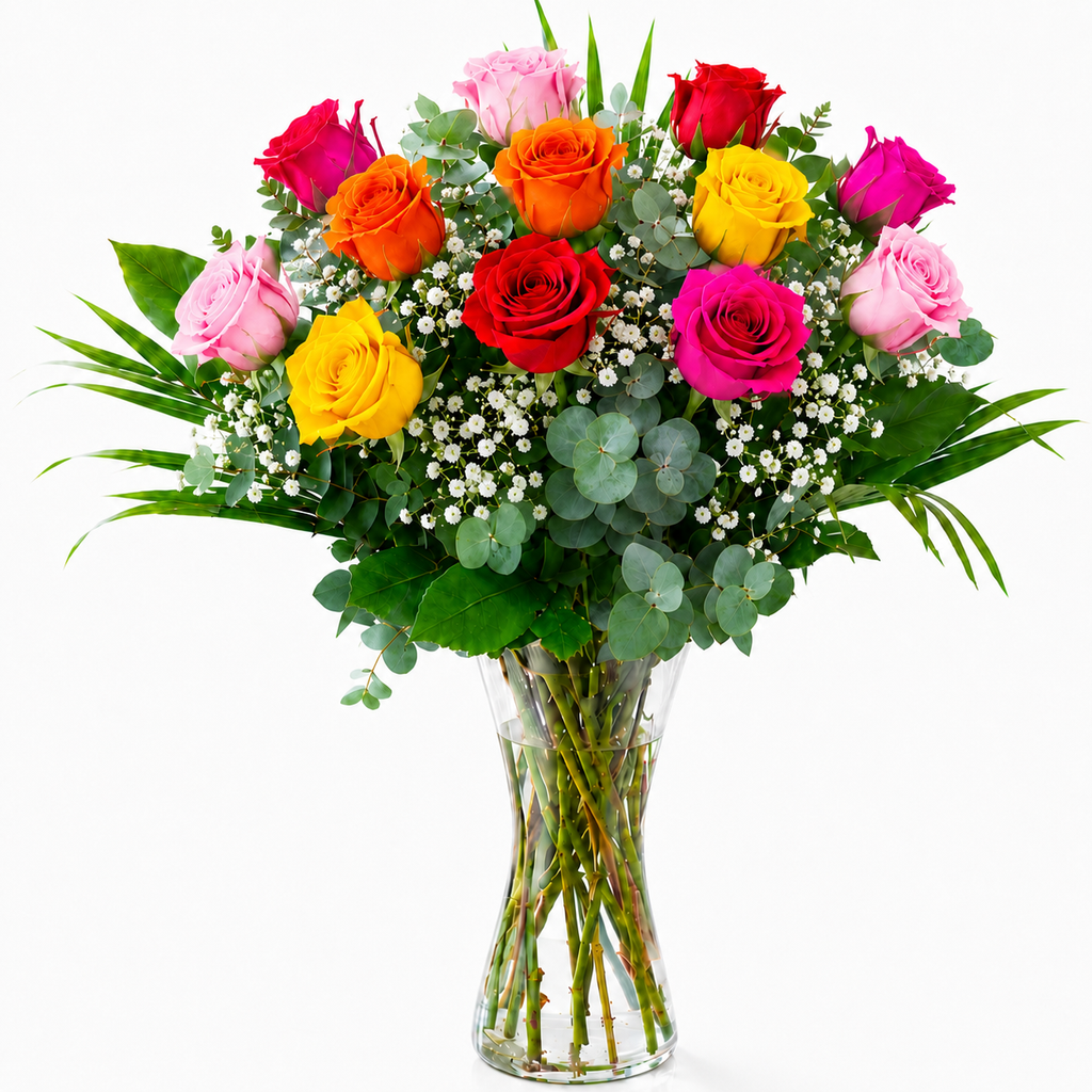Rosas de tallo largo multicolor