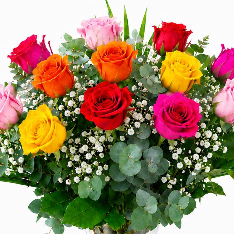 Rosas de tallo largo multicolor
