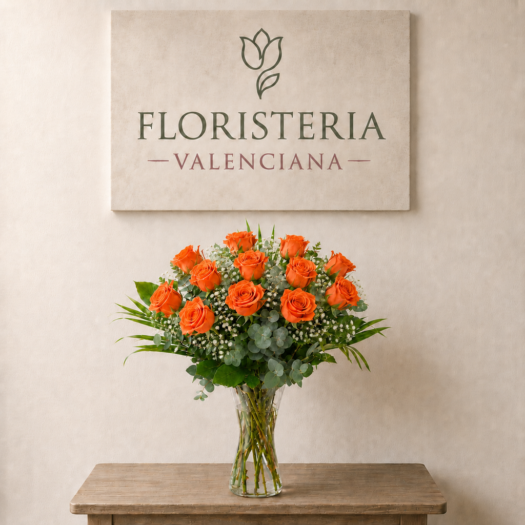 Long-stem orange roses