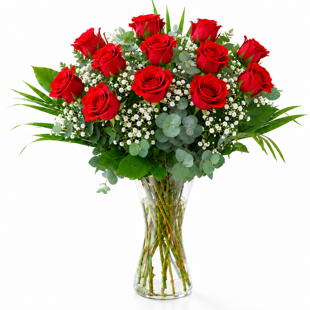 Long-stemmed red roses