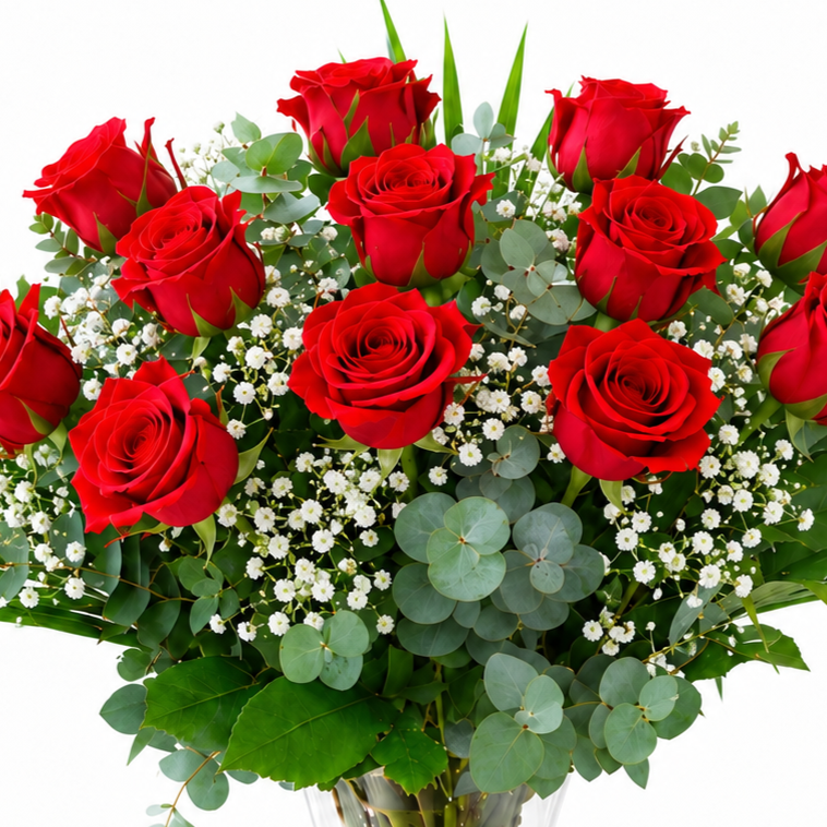 Long-stemmed red roses