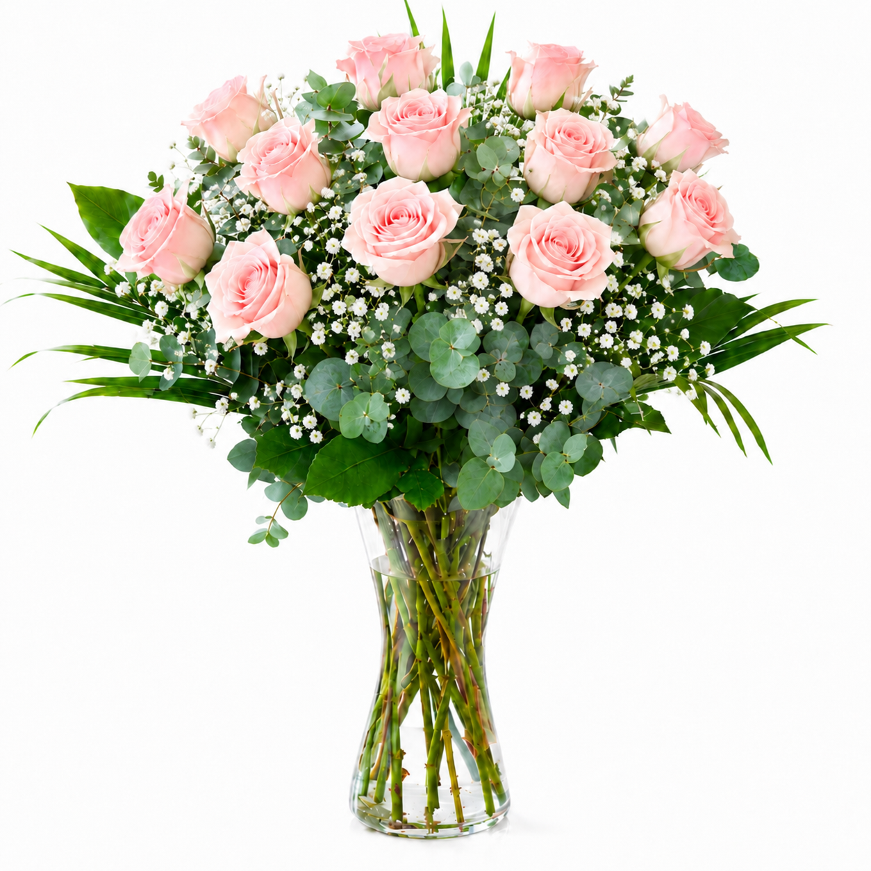 Rosas rosadas de tallo largo
