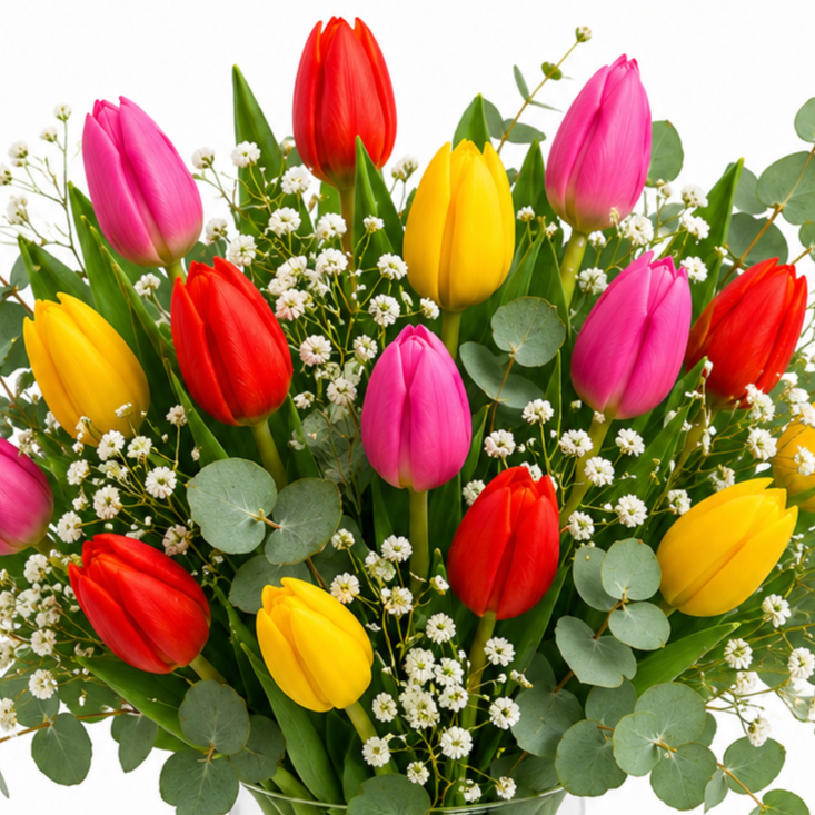 Multicolor tulip bouquet